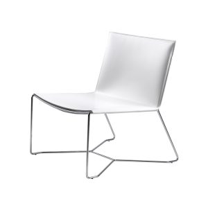 Matt Lounge chair steel base thick leather seat by Montina buy online Poltrona Matt